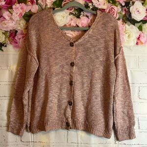 Pink Rose Rose-Mauve Button-Front Knit Cardigan